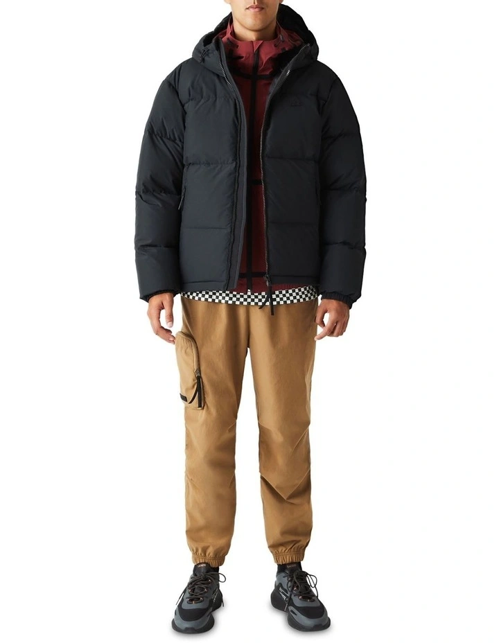 Hooded Lightweight Puffer Jacket in Black
