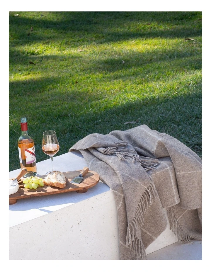Brighton Throw Blanket in Beige Stripe