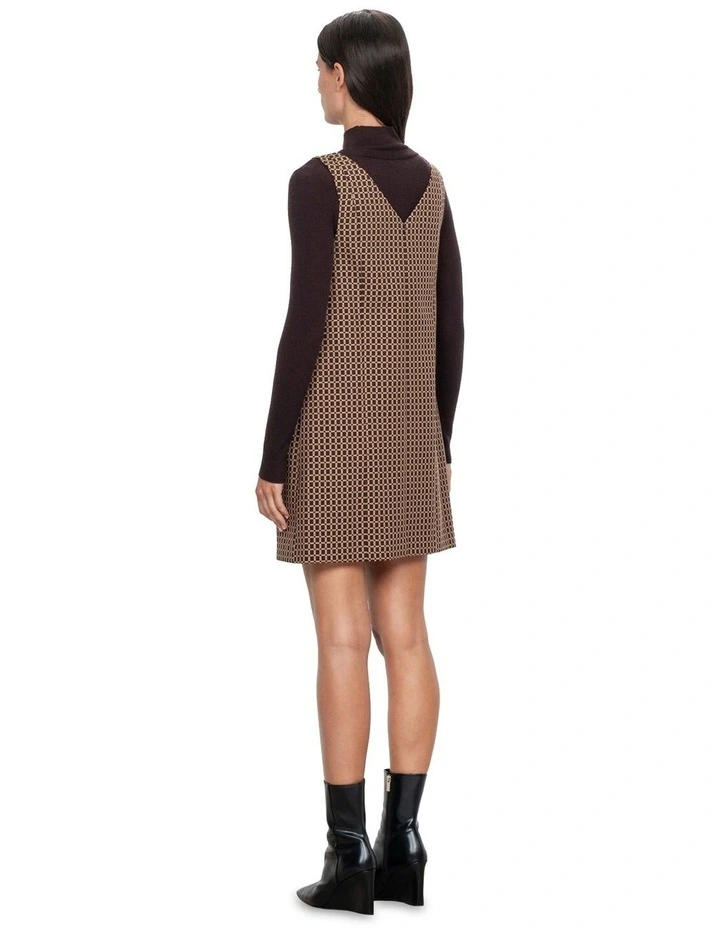 Deco Check Shift Dress in Chocolate