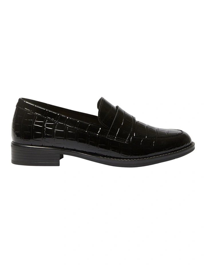 Infinity Flat Shoes in Black Patent Croc Leather
