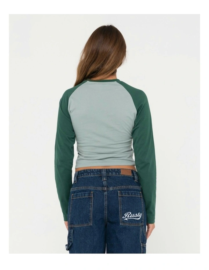 Norty Long Sleeve Raglan Tee in Green