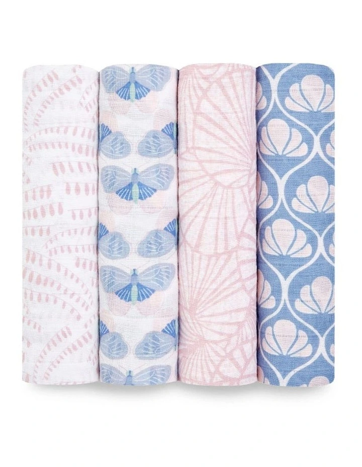 Deco Classic 4 Pack Swaddles in Pink