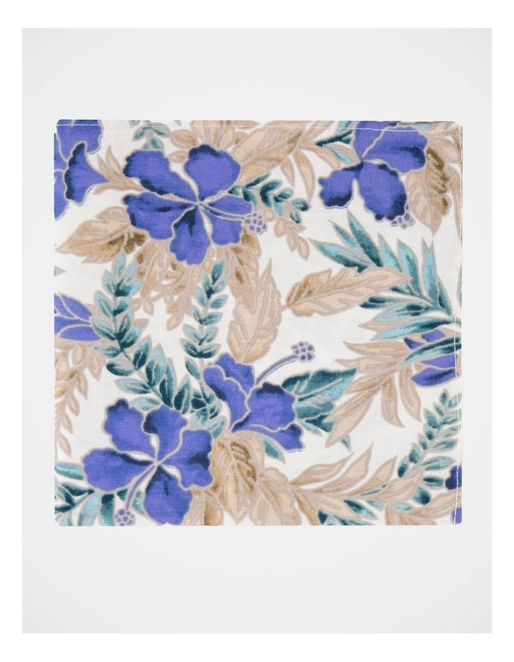 Floral Cotton Pocket Square in Blue