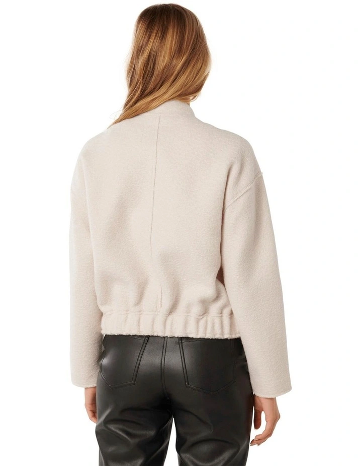 Otto Textured Bomber Jacket in Cream