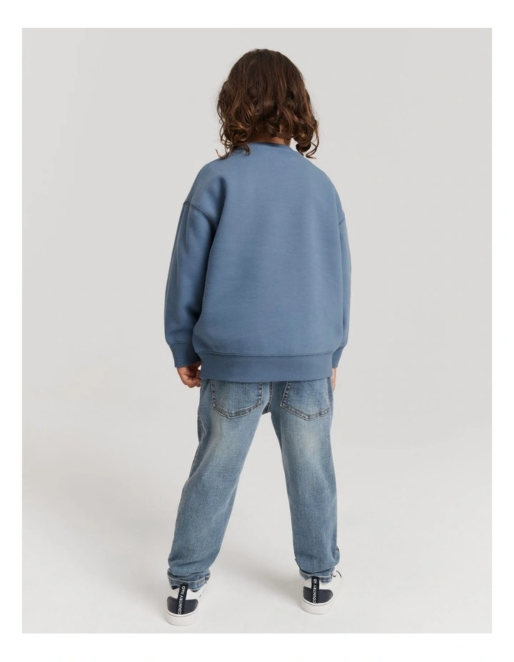Australian Cotton Modern Logo Sweat in Faded Blue