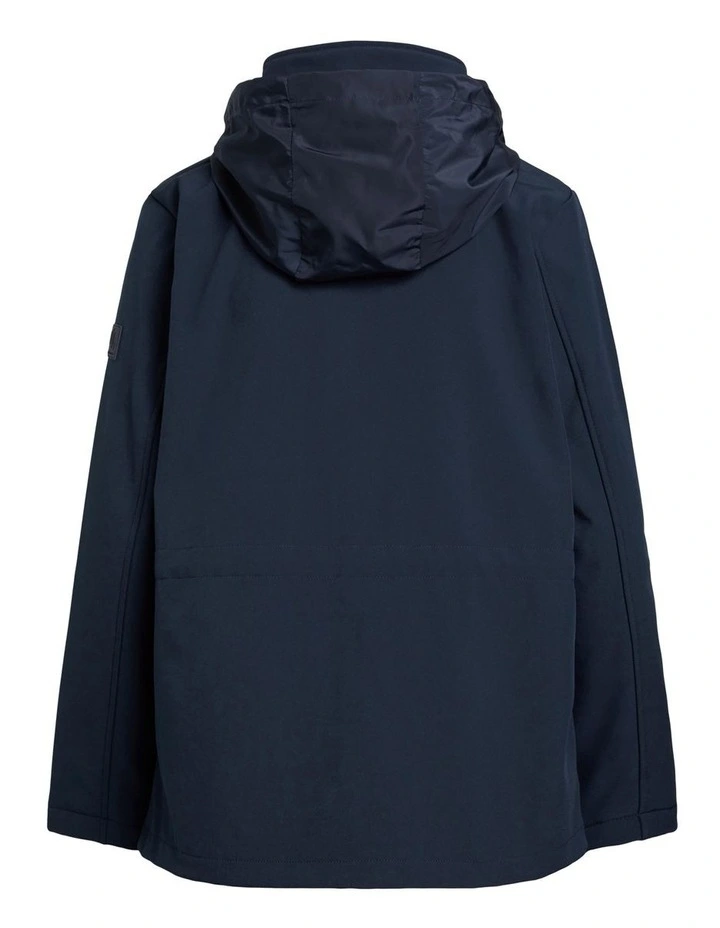Water-Repellent Hooded Softshell Jacket in Blue