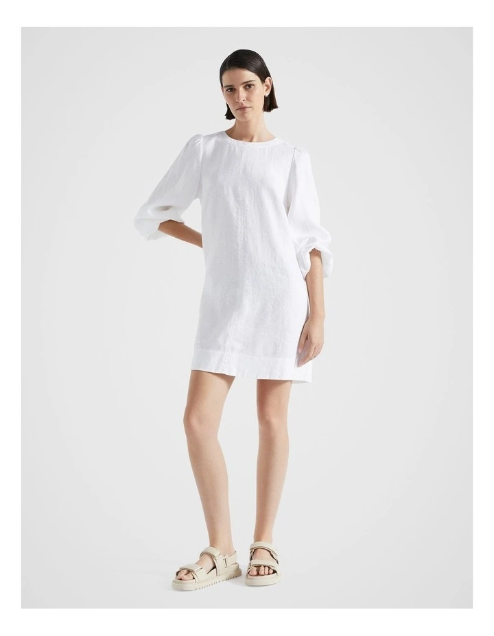 Core Linen Mini Dress in Whisper White