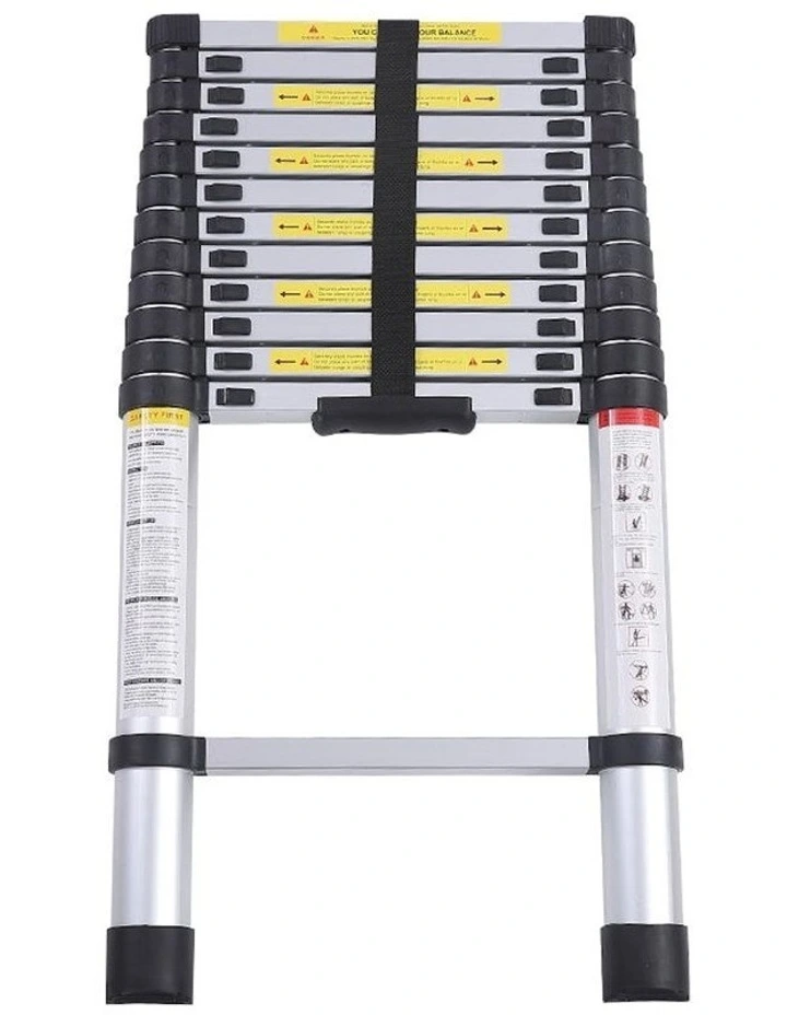 Multipurpose Telescopic Aluminium Extension Single-Side Ladder 3.8m in Silver