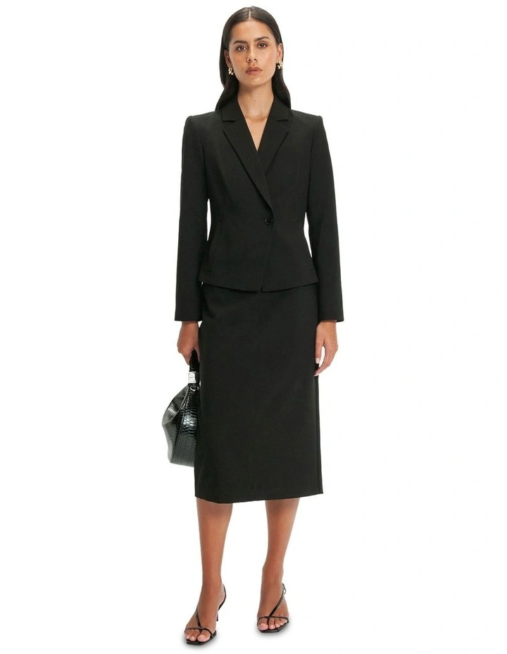 Stretch Suit Cropped Jacket in Black