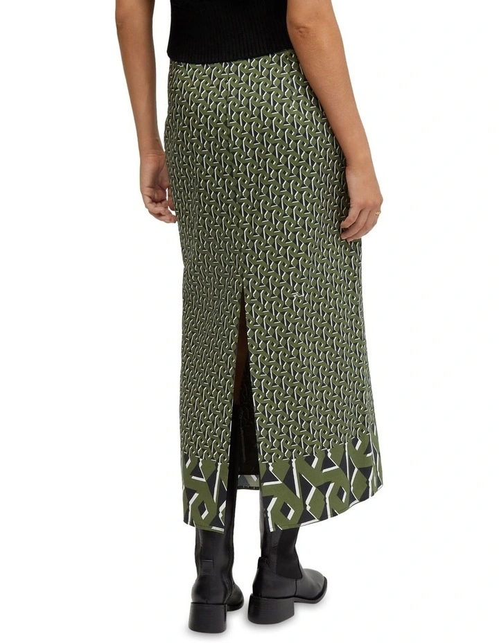 Grechen Boarder Print Skirt in Olive