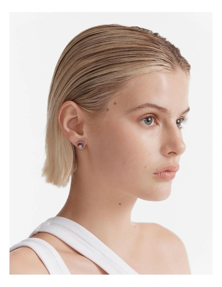 Orbit Stud Earrings in Electric Pink
