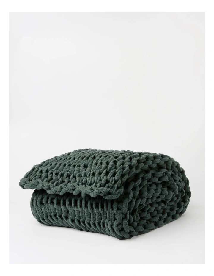 Chunky Knit Throw in Dusky Green
