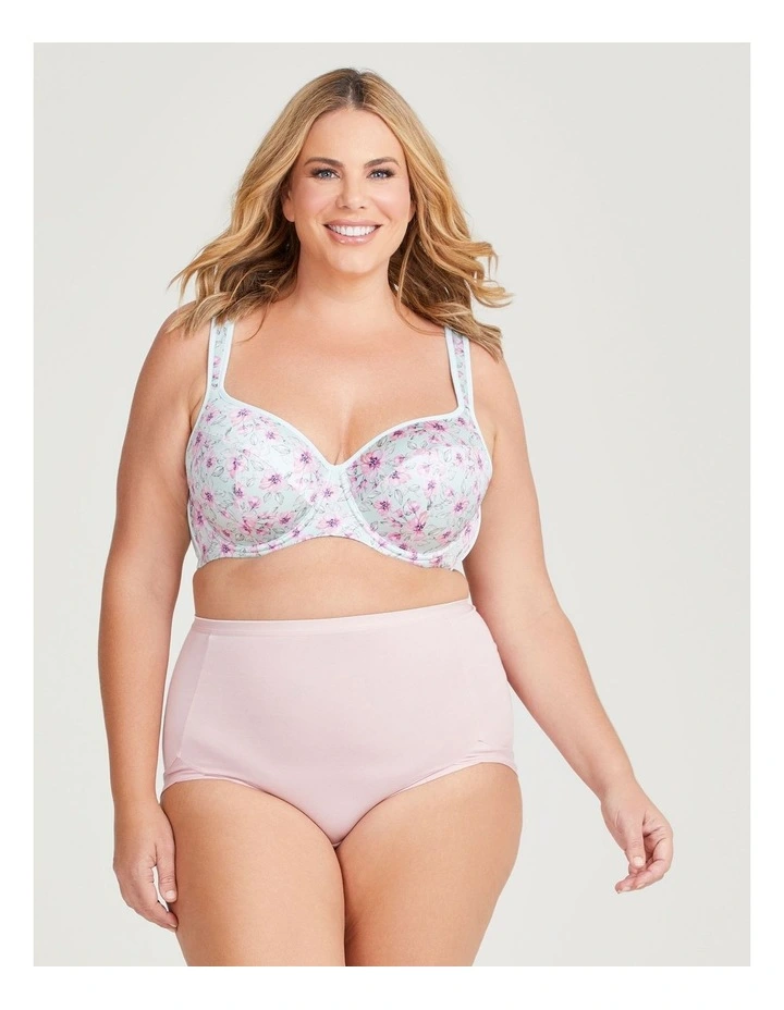 Satin Contour T-shirt Bra in Green Floral Print