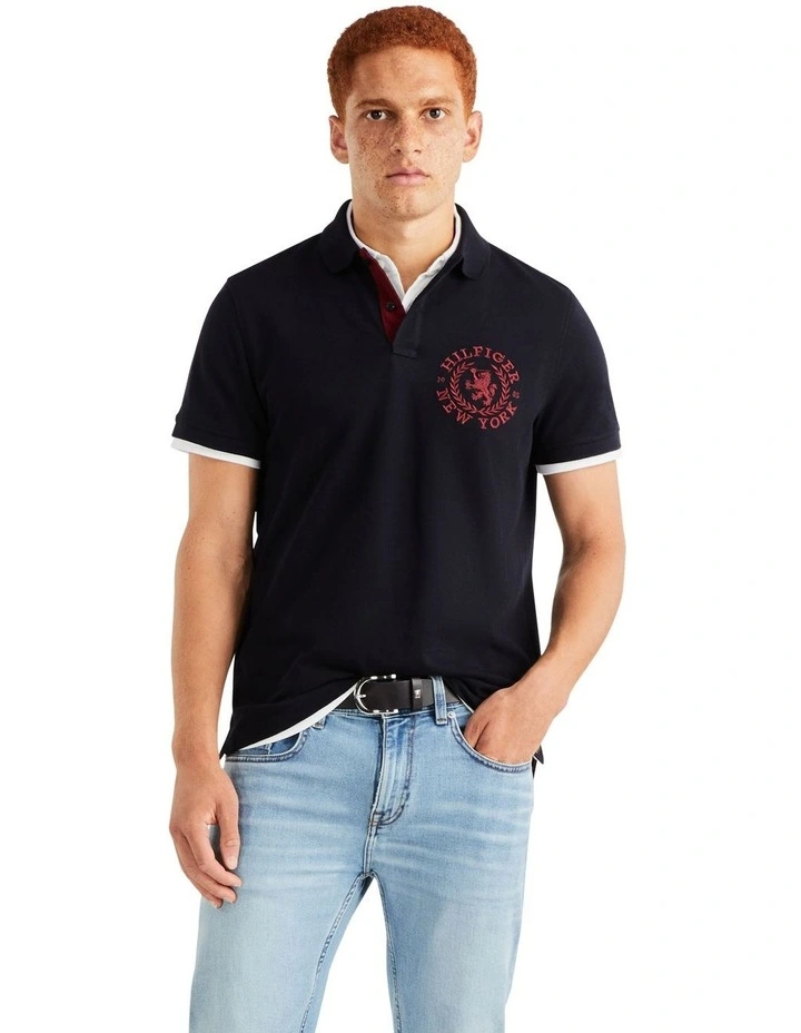 Brand Love Regular Polo Shirt in Desert Sky
