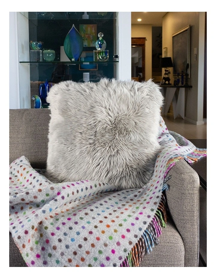 New Zealand Sheepskin Cushion Cover in Grey