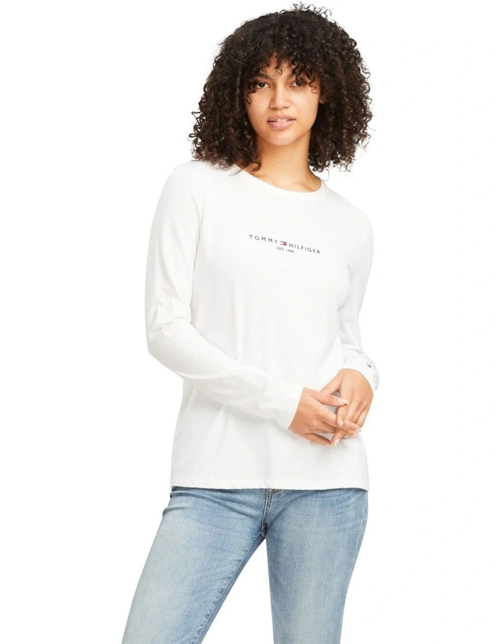 Cotton Long Sleeve T-Shirt in White