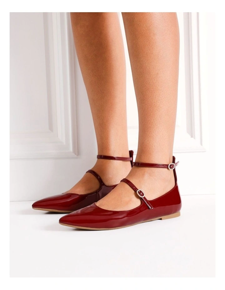 Emma Flat Shoes in Wine Patent