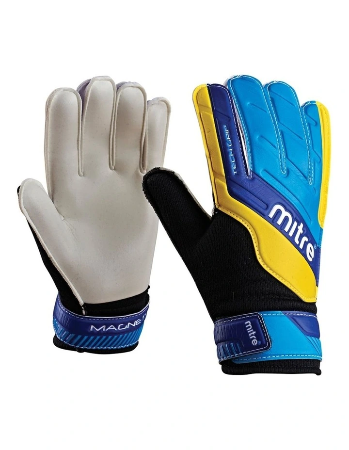 Magnetite Junior Goalkeeper Gloves Size 6 Black/Cyan/Yellow