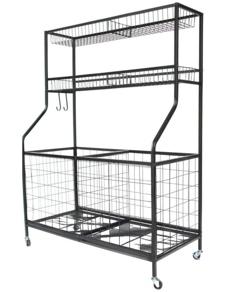 Durable Ball Storage and Organizer Rack with Holder in Black