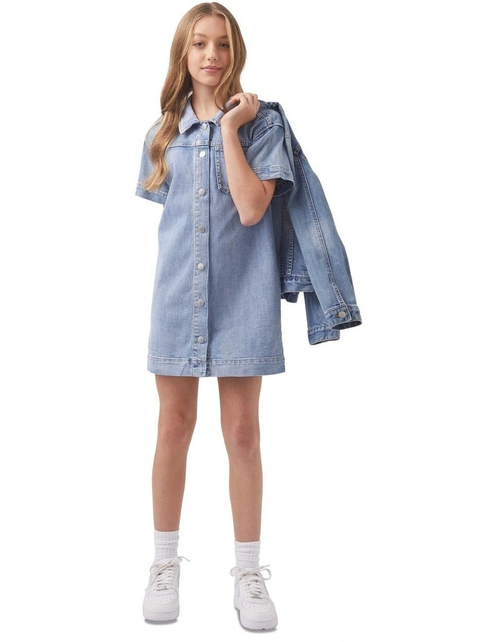 Rylie Boxy Denim Dress in Orlando Blue