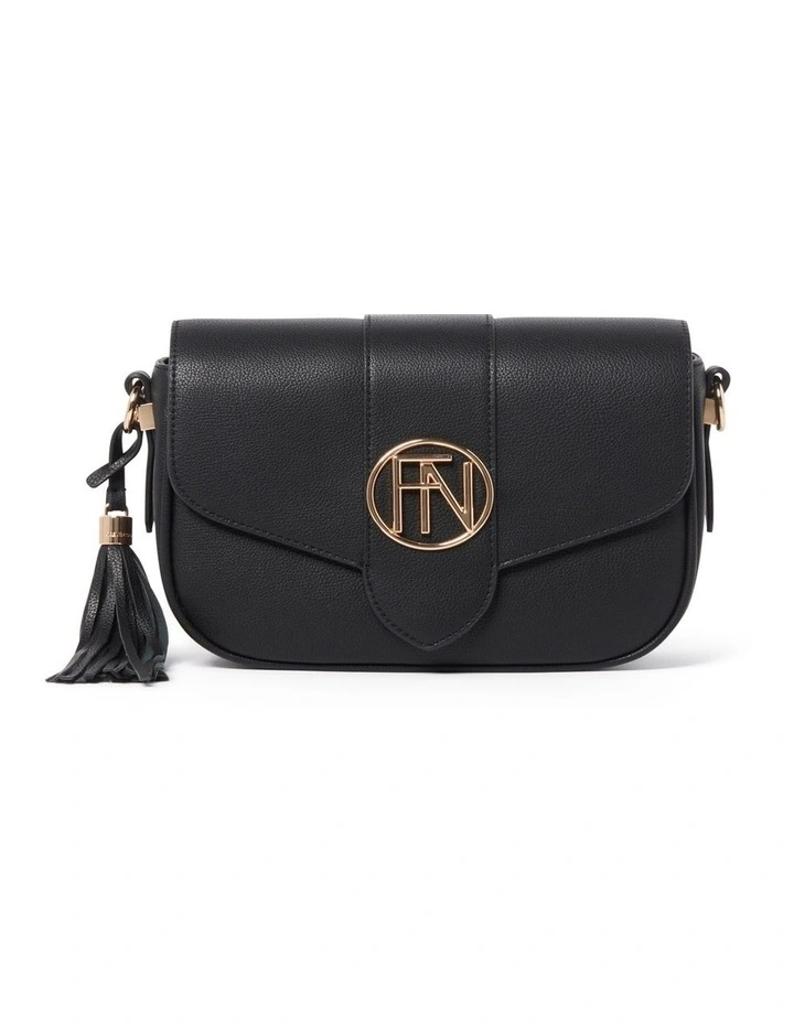 Signature Thea Tassel Saddle Bag in Black