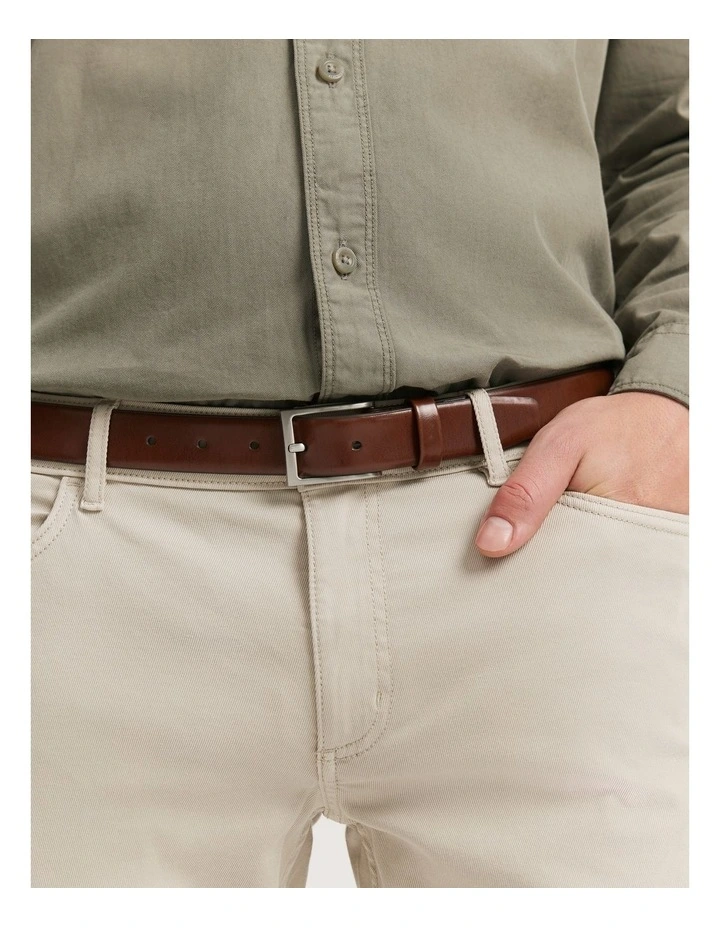 Leather Chino Belt in Deep Tan