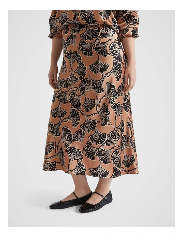 Satin Abstract Floral Skirt in Multi