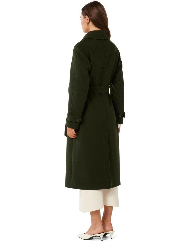Dallas Single Breasted Wrap Coat in Green