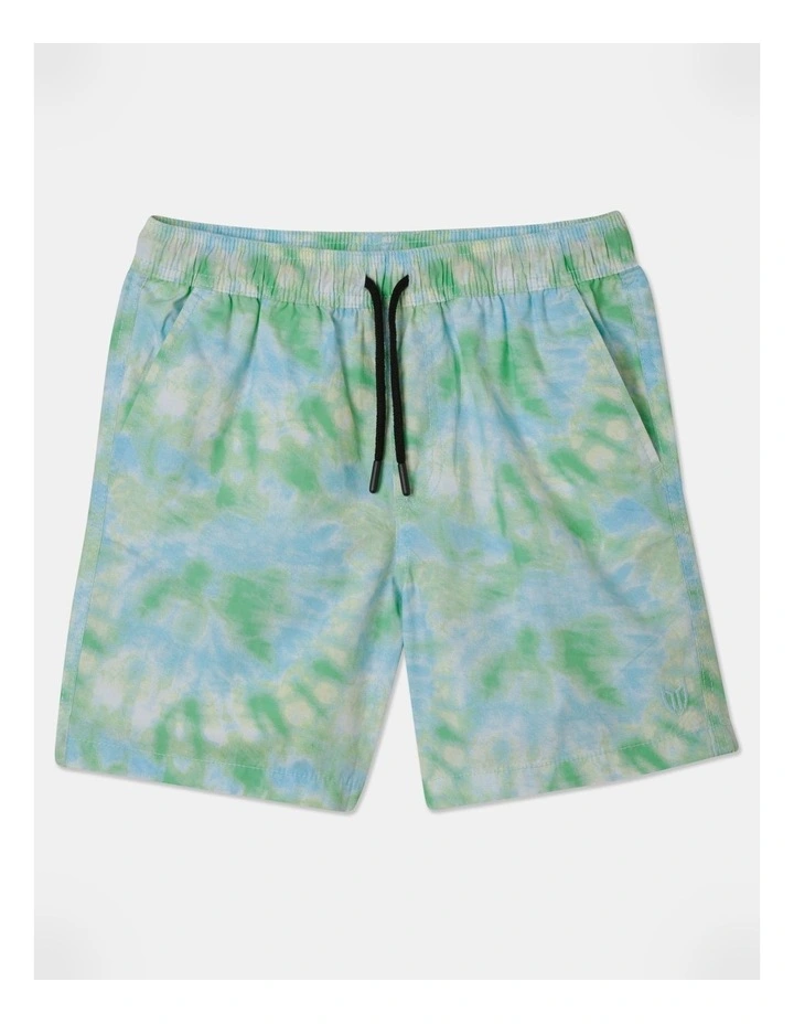 Essentials Woven Volley Short in Mint Tie Dye
