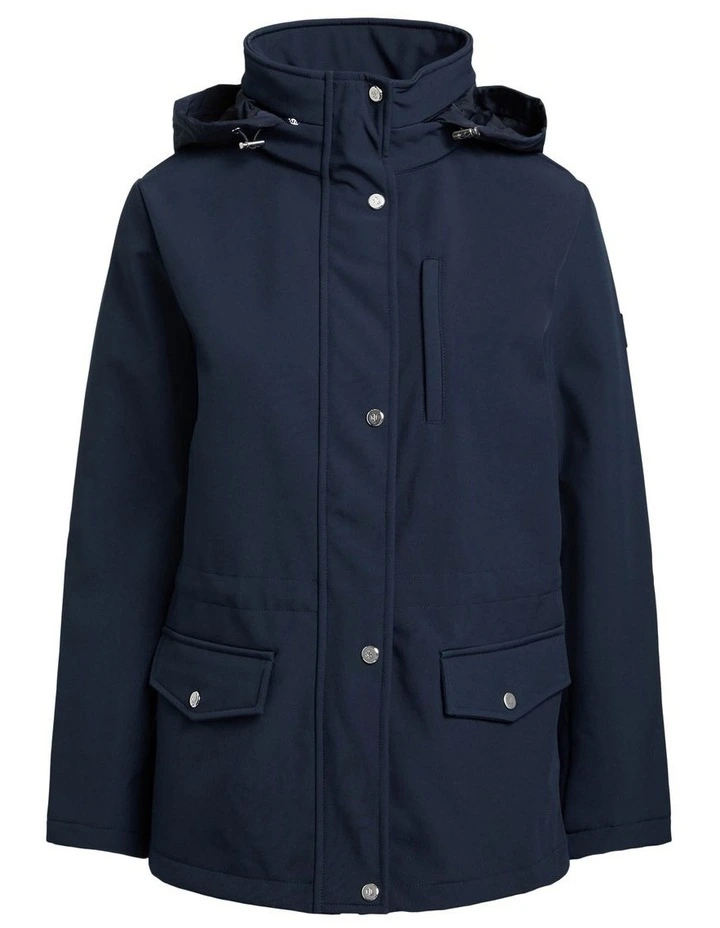 Water-Repellent Hooded Softshell Jacket in Blue