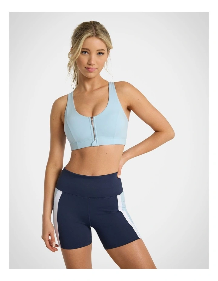Energies Zip Medium Impact Sports Bra in Icy