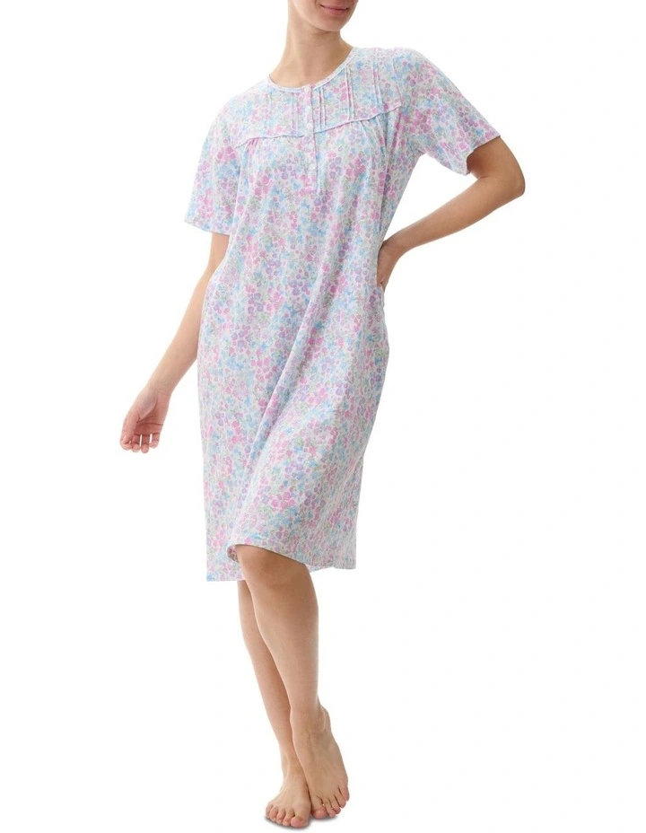 Cotton Knit Nightie in Haven Pink/Blue