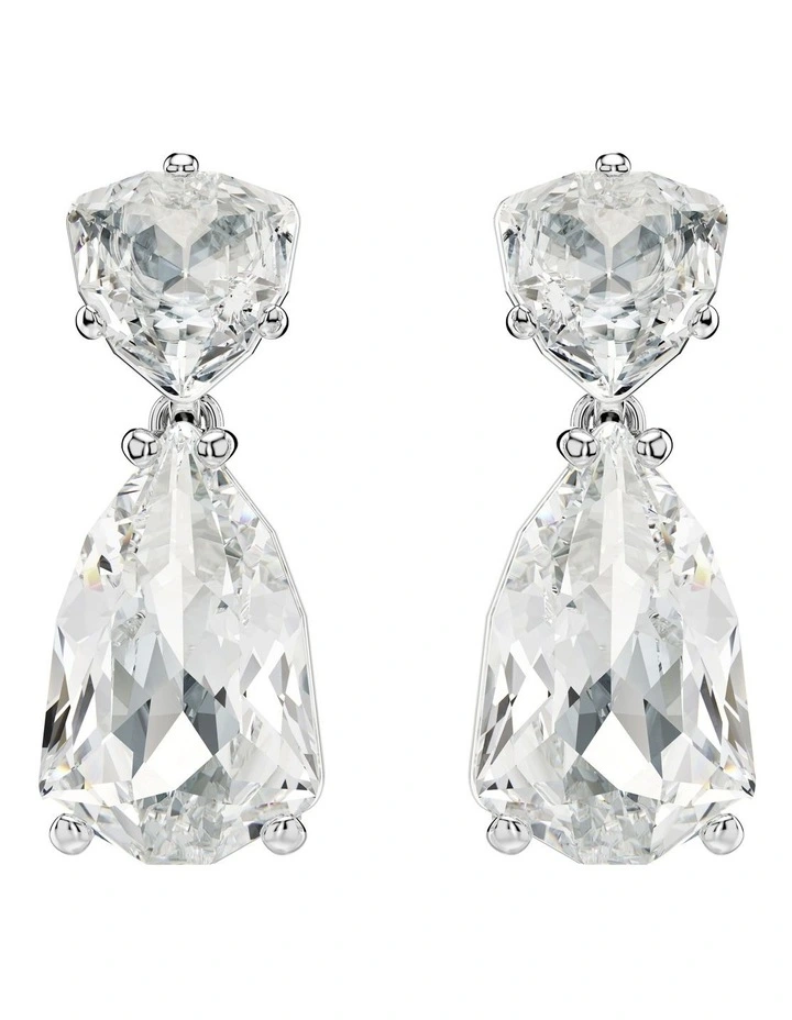 Mesmera Drop Earrings Mixed Cuts Rhodium Plated in White