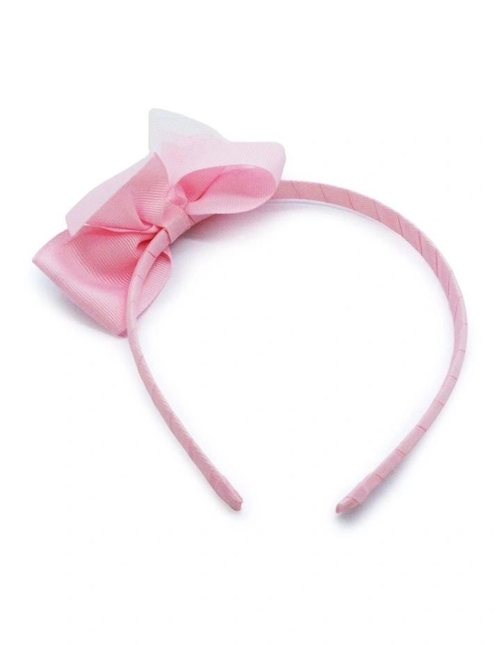 Top Bow Alice Band in Pink