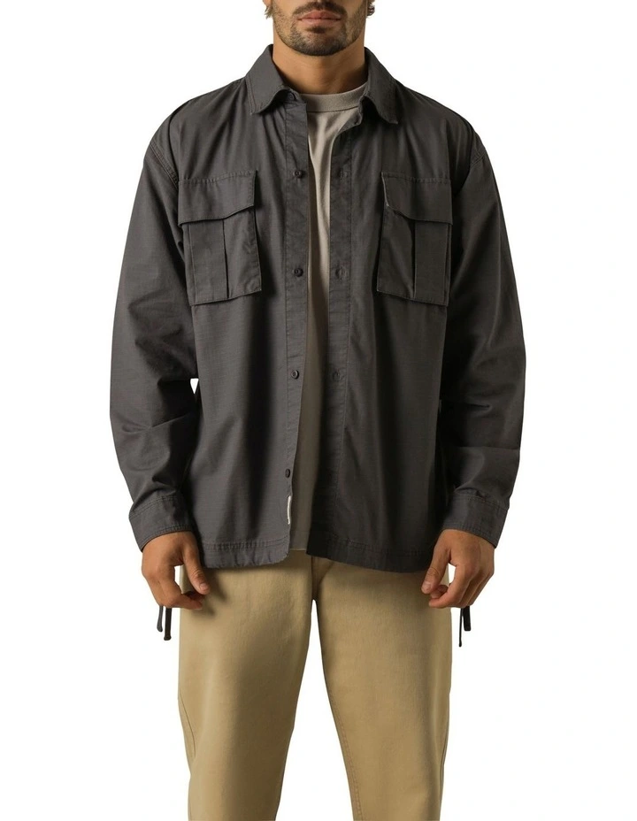 Wyatt Cargo Long Sleeve Shirt in Blueberry