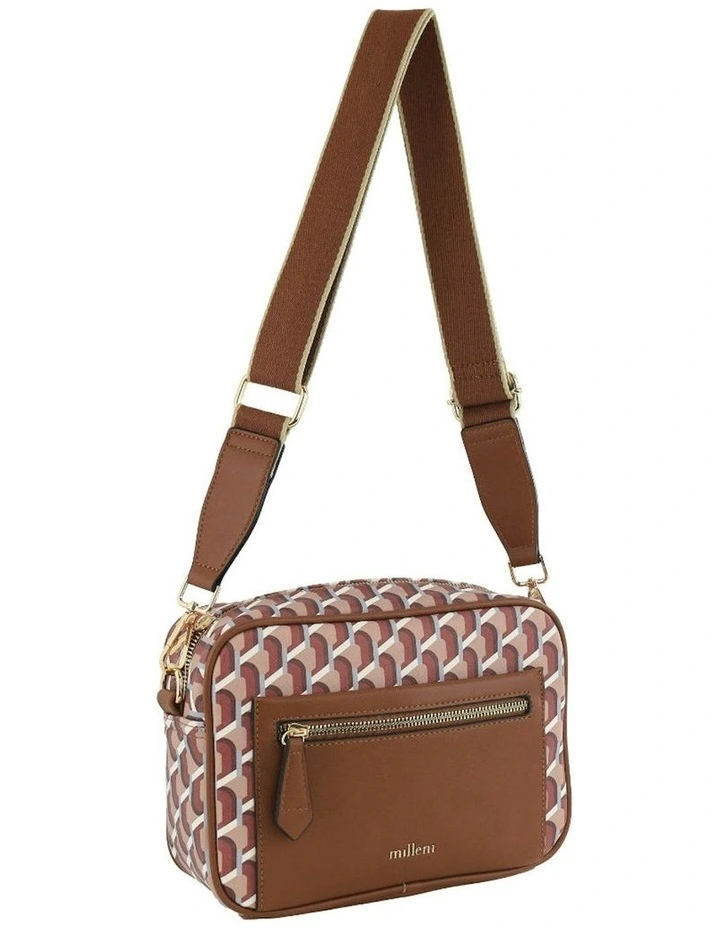 Geometric Square Cross-body Bag in Brown