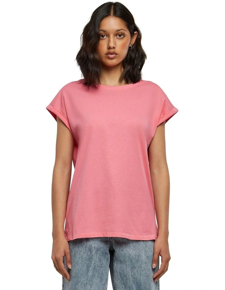 Extended Shoulder Tee in Pink Grapefruit