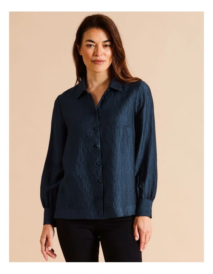 Collared Shirt With Square Hem In Slate Blue