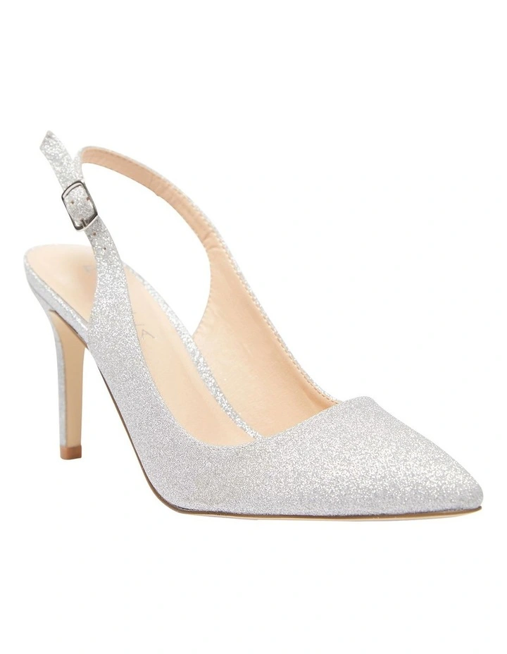 Whiz Heeled Shoes In Silver Glitter