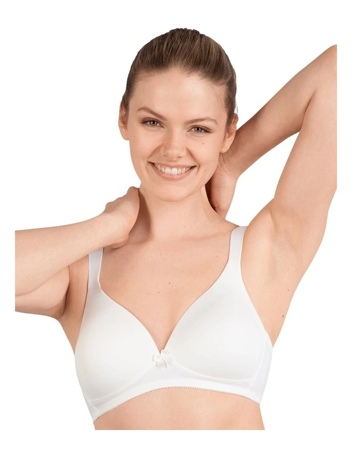 Padded Wirefree T-shirt Bra with Wide Straps in White
