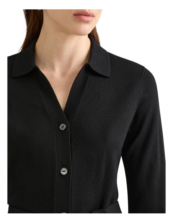 Gallese Merino Knit Dress in Black