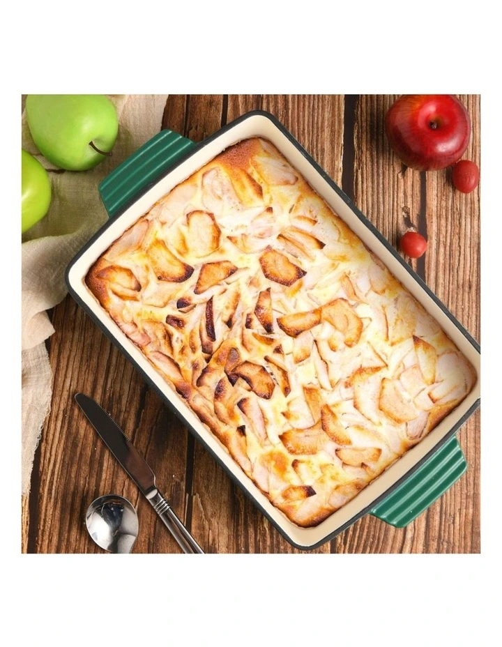 Cast Iron Rectangular Baking Pan 33cm in Eden Green