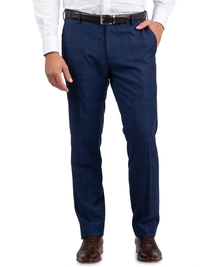Tailored Fit Fabio Navy Check Trouser