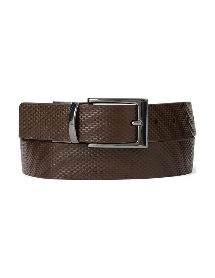 Osaka Textured Leather Belt in Chocolate