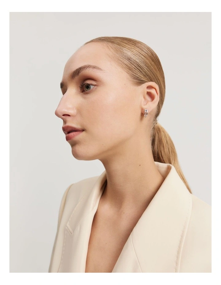 Double Hoop Stud Earring Pack of 2 in Silver