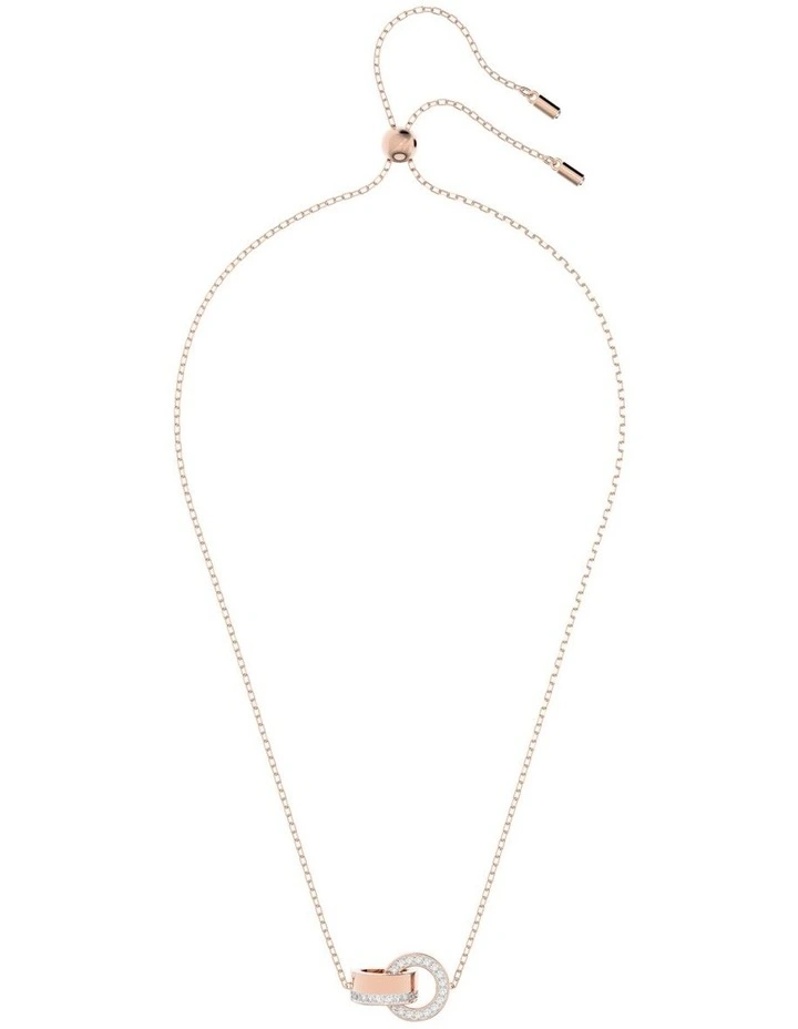 Hollow Pendant Interlocking Loop Rose Gold-Tone Plated in White