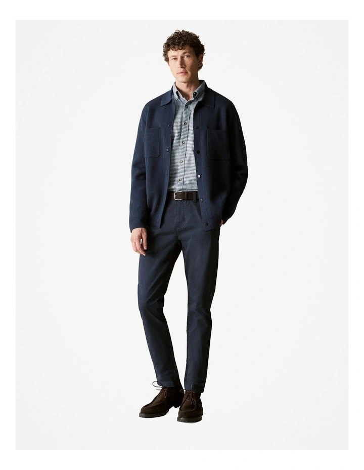Wool Blend Double Knit Jacket in Navy
