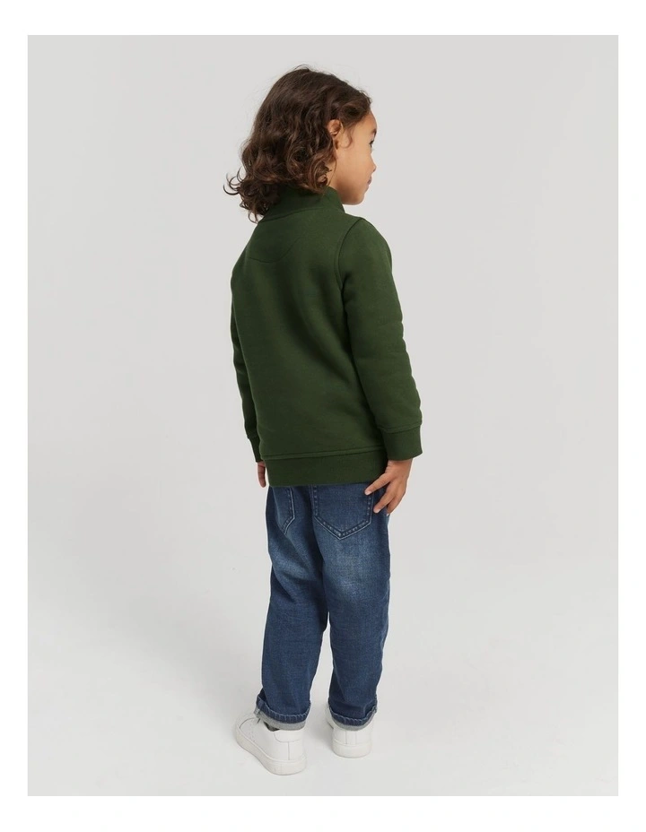 Heritage Half Zip Sweat in Khaki Green