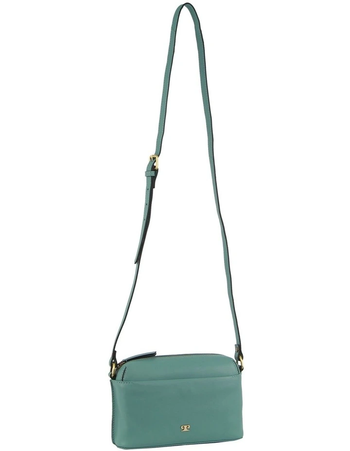 Multi-Compartment Leather Crossbody Bag in Moss