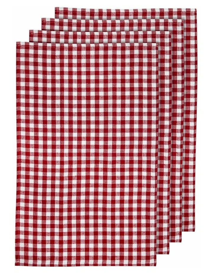 Waffle Kitchen Towel 4 Pack in Red